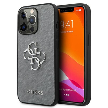 Guess Saffiano 4G Big Silver Logo - Etui iPhone 13 Pro Max (szary)