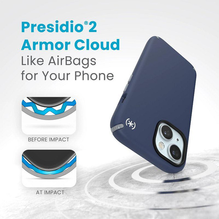 Speck Presidio2 Pro MagSafe - Etui iPhone 16e / iPhone 15 / iPhone 14 / iPhone 13 (Coastal Blue / Dust Grey / White)