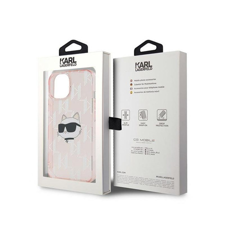Karl Lagerfeld IML Choupette Head & Monogram - Etui iPhone 15 / 14 / 13 (różowy)