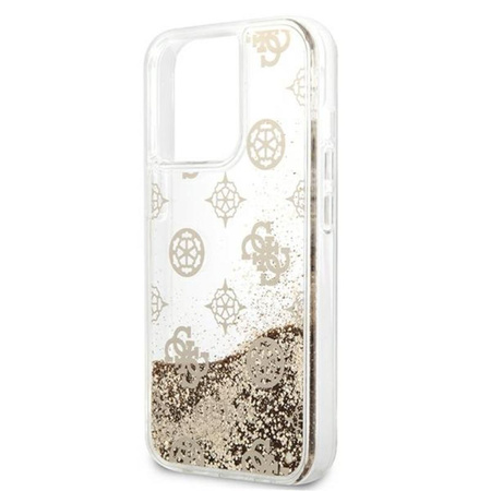 Guess Peony Liquid Glitter - Etui iPhone 13 Pro Max (złoty)
