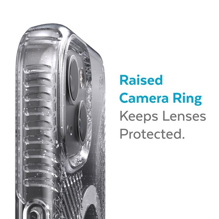 Speck Presidio Perfect-Clear with Glitter + Grips + MagSafe - Etui iPhone 13 z powłoką MICROBAN (Clear/Platinum Glitter)