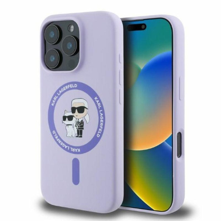 Karl Lagerfeld Silicone Karl & Choupette Ring MagSafe - Etui iPhone 16 Pro Max (fioletowy)
