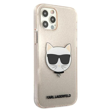 Karl Lagerfeld Choupette Head Glitter - Etui iPhone 12 / iPhone 12 Pro (złoty)