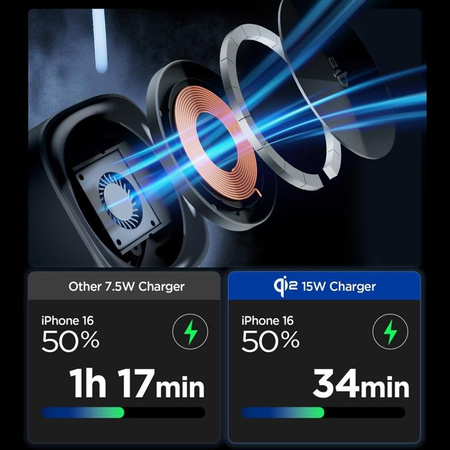 Spigen Essential EF223MS Qi2 Rotary Magnetic - Ładowarka indukcyjna MagSafe 3w1 do iPhone, AirPods i Apple Watch 15W (Black)
