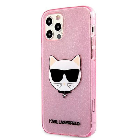 Karl Lagerfeld Choupette Head Glitter - Etui iPhone 12 / iPhone 12 Pro (różowy)