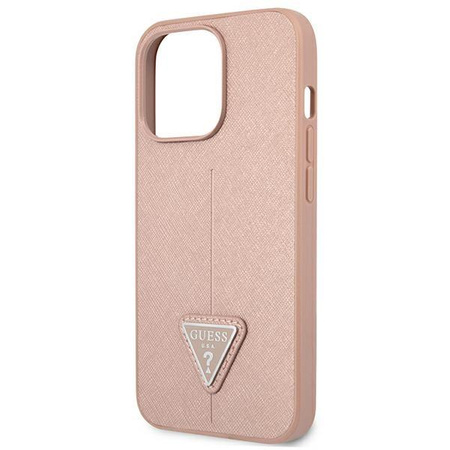Guess Saffiano Triangle Logo Case – Etui iPhone 13 Pro Max (różowy)