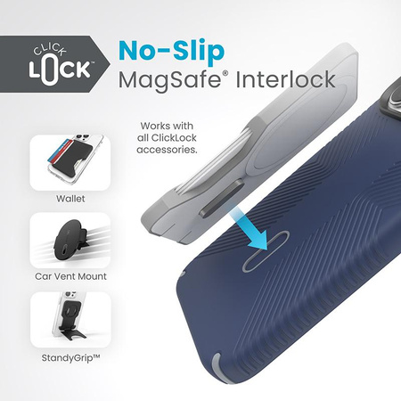 Speck Presidio2 Grip ClickLock & MagSafe - Etui iPhone 15 Pro Max (Coastal Blue / Dust Grey)