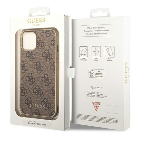 Guess 4G Charms Collection - Etui iPhone 14 (brązowy)