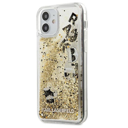 Karl Lagerfeld Glitter Liquid Floating Charms - Etui iPhone 12 mini (Gold Floating Charms)
