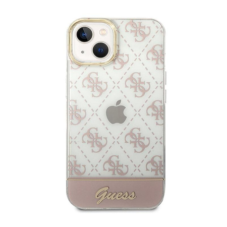Guess 4G Stripe Script Logo Electroplated Pattern – Etui iPhone 14 (różowy)