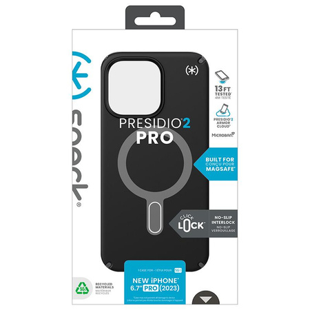 Speck Presidio2 Pro ClickLock & MagSafe - Etui iPhone 15 Pro Max (Black / Slate Grey / White)