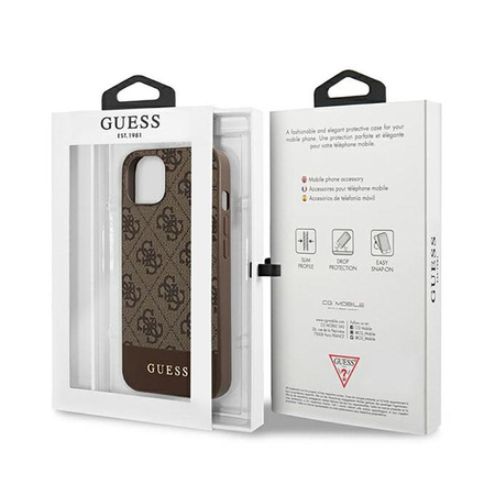 Guess 4G Bottom Stripe Collection - Etui iPhone 13 (brązowy)