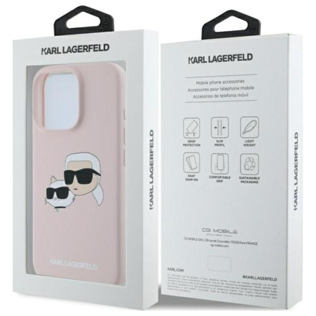 Karl Lagerfeld Silicone Double Heads Print MagSafe - Etui iPhone 16 Pro (różowy)