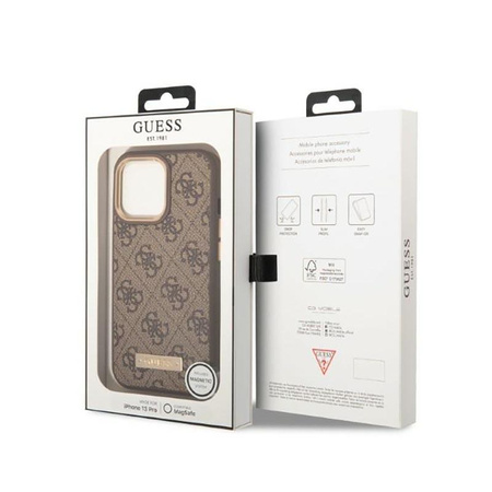 Guess 4G Logo Plate MagSafe - Etui iPhone 13 Pro Max (brązowy)