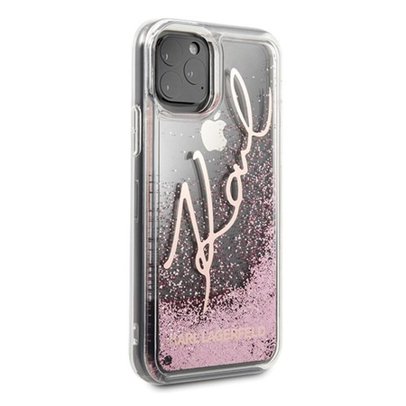Karl Lagerfeld Signature Glitter Case - Etui iPhone 11 Pro (Rose Gold)