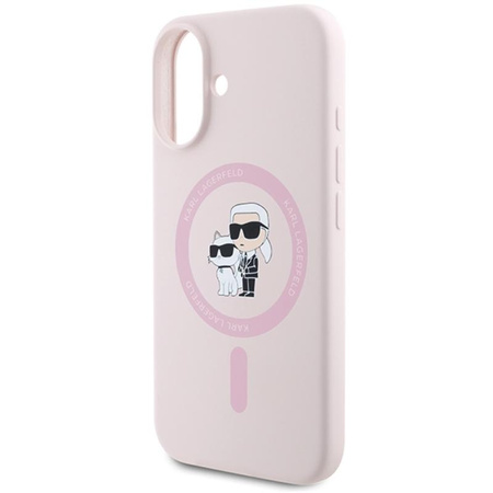 Karl Lagerfeld Silicone Karl & Choupette Ring MagSafe - Etui iPhone 16 (różowy)