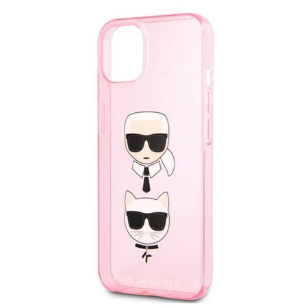 Karl Lagerfeld Glitter Karl & Choupette Head - Etui iPhone 13 mini (różowy)