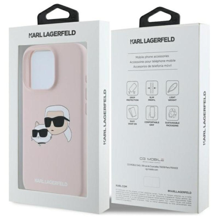 Karl Lagerfeld Silicone Double Heads Print MagSafe - Etui iPhone 16 Pro Max (różowy)