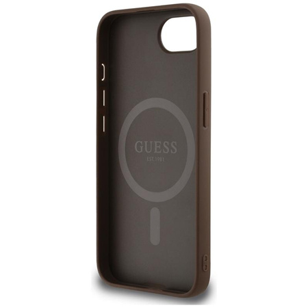 Guess 4G Circle Classic Logo MagSafe - Etui do iPhone 16e (brązowy)