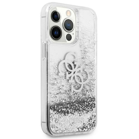 Guess Liquid Glitter 4G Big Logo - Etui iPhone 13 Pro Max (srebrny)