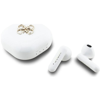 Guess 4G Metal Logo - Słuchawki Bluetooth TWS + etui ładujące (biały)