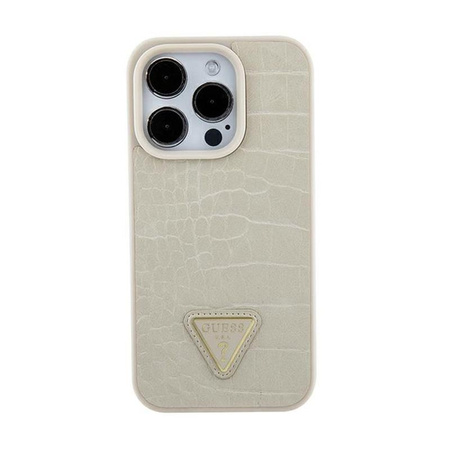 Guess Croco Triangle Metal Logo - Etui iPhone 15 (złoty)