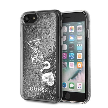 Guess Liquid Glitter Hearts - Etui iPhone SE 2020 / 8 / 7 (srebrny)
