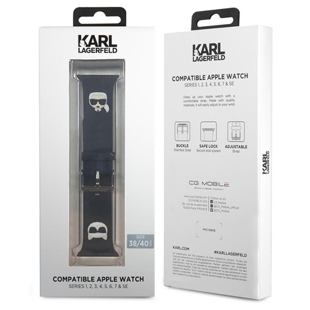 Karl Lagerfeld Silicone Karl & Choupette Heads – Pasek do Apple Watch 38/40/41 mm (czarny)