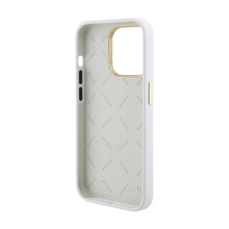 Guess Silicone Logo Strass 4G - Etui iPhone 15 Pro (biały)