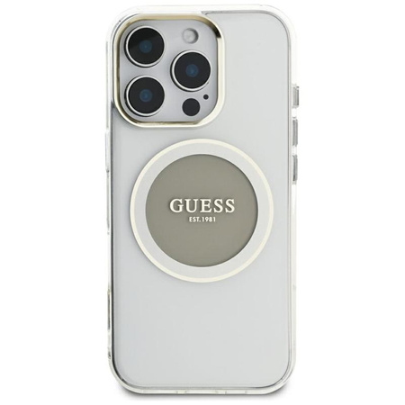 Guess IML Metal Colored Circle Classic Logo MagSafe - Etui do iPhone 16 Pro Max (szary)