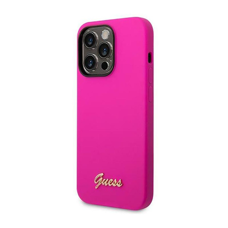 Guess Silicone Vintage - Etui iPhone 14 Pro Max (fuksja)