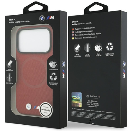 BMW M FW Metal Logo MagSafe - Etui iPhone 17 Pro (czerwony)