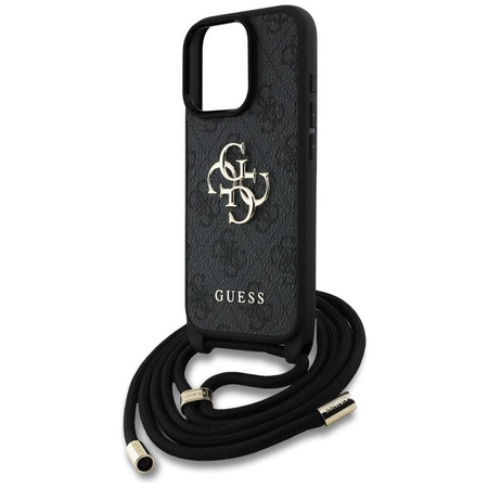 Guess 4G Big Logo Cord Strap Crossbody - Etui do iPhone 16 Pro Max (czarny)