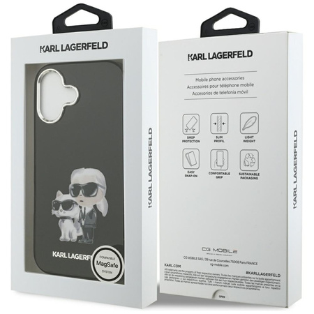 Karl Lagerfeld IML Aquarelle Karl & Choupette & Logo MagSafe - Etui iPhone 17 (czarny)