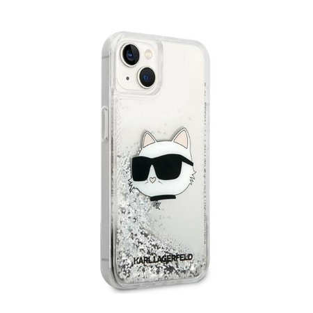 Karl Lagerfeld Liquid Glitter NFT Choupette Head - Etui iPhone 14 (srebrny)