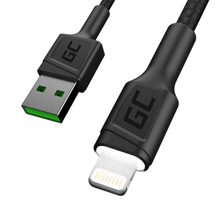 Green Cell Ray - Kabel Przewód USB - Lightning 200cm z białym podświetleniem LED, szybkie ładowanie Apple 2.4A