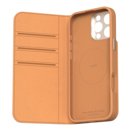Moshi Overture MagSafe - Skórzane etui 3w1 z klapką iPhone 16 Pro Max (Caramel Brown)