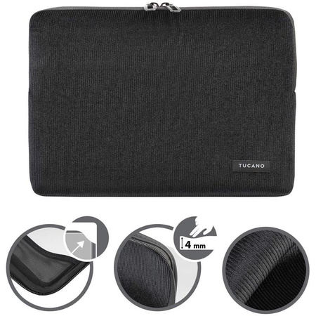 Tucano Velluto - Pokrowiec MacBook Pro 13" (M2/M1/2022-2016) / MacBook Air 13" (M4/M3/M2/M1/2025-2018) / Laptop 12” (czarny)
