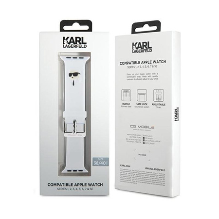 Karl Lagerfeld 3D Rubber Karl Head NFT - Pasek do Apple Watch 38/40/41 mm (biały)