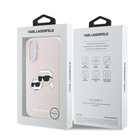 Karl Lagerfeld Silicone Double Heads Print MagSafe - Etui iPhone 16 Plus (różowy)