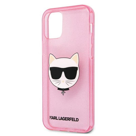 Karl Lagerfeld Choupette Head Glitter - Etui iPhone 12 / iPhone 12 Pro (różowy)