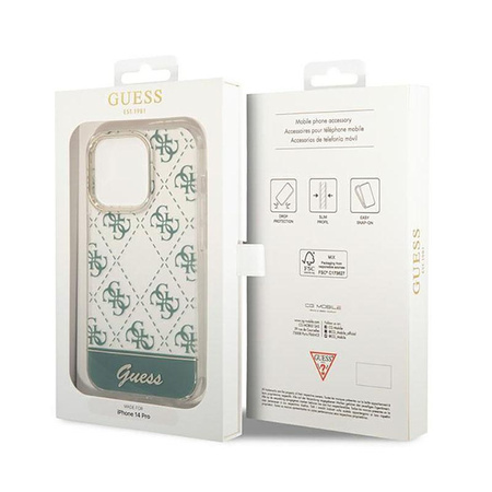 Guess 4G Stripe Script Logo Electroplated Pattern – Etui iPhone 14 Pro Max (khaki)
