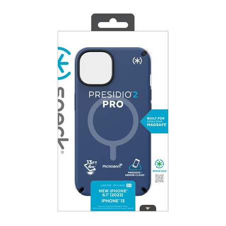 Speck Presidio2 Pro MagSafe - Antybakteryjne etui iPhone 14 / iPhone 13 (Coastal Blue / Black / White)