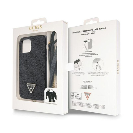 Guess Crossbody 4G Metal Logo - Etui iPhone 12 / iPhone 12 Pro (czarny)