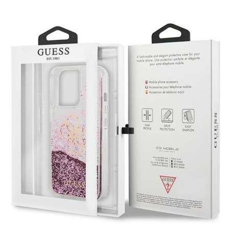 Guess Liquid Glitter 4G Big Logo - Etui iPhone 13 Pro (różowy)