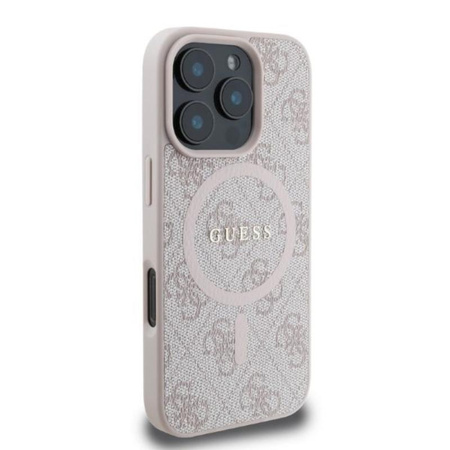 Guess 4G Ring Classic Logo MagSafe - Etui iPhone 16 Pro (różowy)