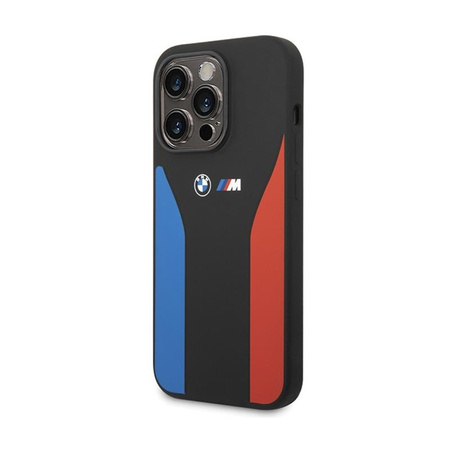 BMW Silicone Blue&Red Stripes M Collection - Etui iPhone 15 Pro (czarny)
