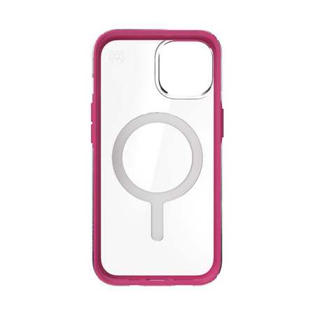 Speck Presidio Perfect-Clear with Impact Geometry + MagSafe - Etui iPhone 14 / iPhone 13 z powłoką MICROBAN (Clear / Digital Pink)