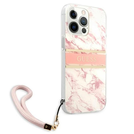 Guess Marble Strap - Etui iPhone 13 Pro (różowy)