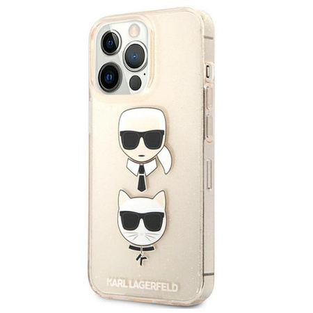Karl Lagerfeld Glitter Karl & Choupette Head - Etui iPhone 13 Pro Max (złoty)